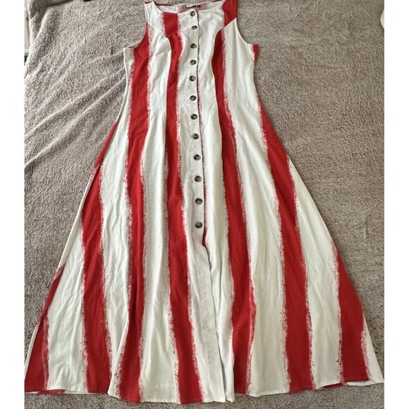 ASOS DESIGN Curve slash neck button down waistcoat maxi dress in stripe 14 New - Picture 13 of 14